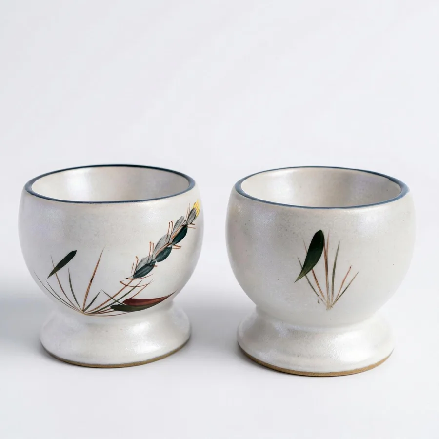 כלי לביצה רכה חרס אנגלי סרוויס פס ירוק