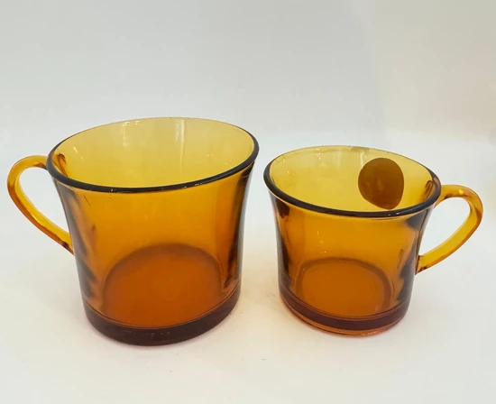 ספל לאספרסו וצלחת זכוכית בצבע ענבר DURALEX