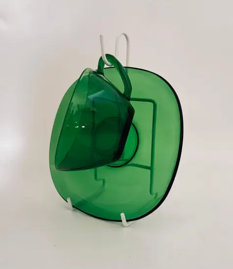 ספל וצלחת 125 מ"ל זכוכית בצבע ירוק