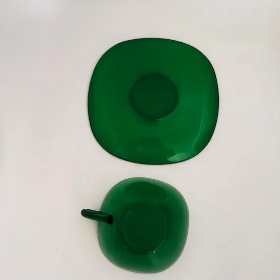 ספל וצלחת 125 מ"ל זכוכית בצבע ירוק