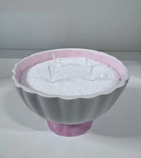 קערית על רגל מעוצבת רגל בצבע ורוד