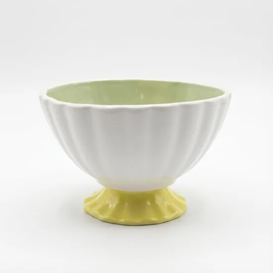 קערית על רגל מעוצבת רגל בצבע צהוב