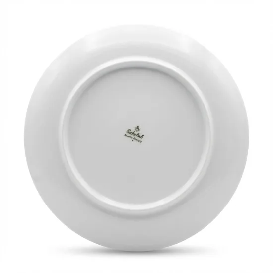 צלחת מנה עיקרית עלים ירוקים ופס זהב מפורצלן