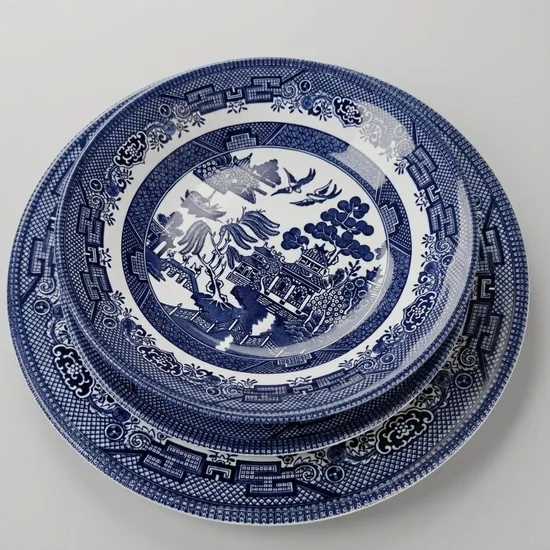 צלחת מנה עיקרית קוטר 26 ס"מ חרס בגוונים כחול