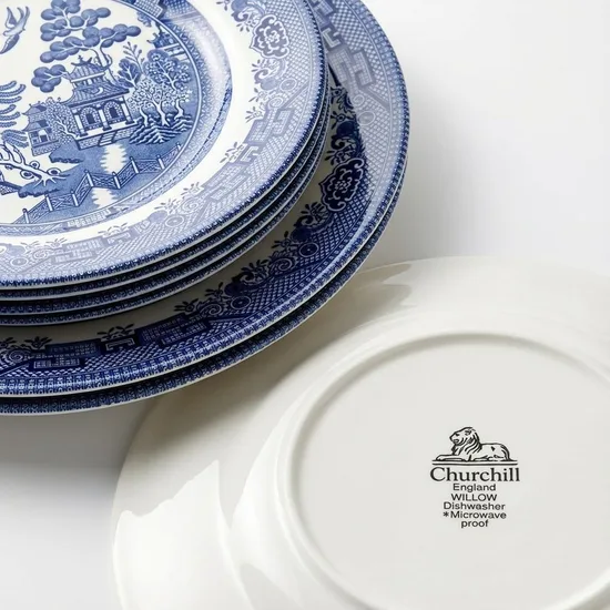 צלחת מנה עיקרית קוטר 26 ס"מ חרס בגוונים כחול