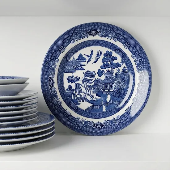 צלחת מרק קוטר 20ס"מ חרס בגוונים כחול