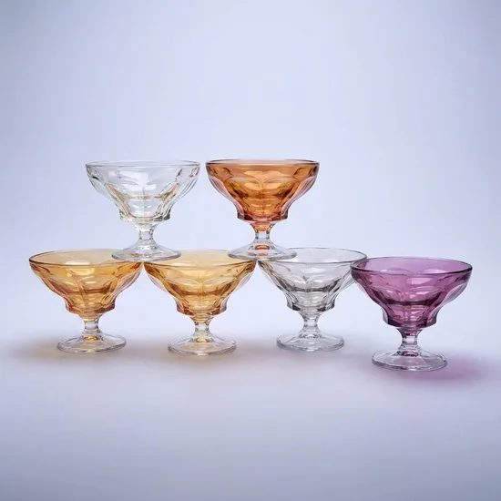 6 גביעים מקריסטל צבעוניים