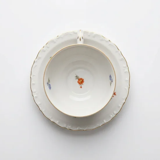 סט בודד ספל וצלחת מפורצלן