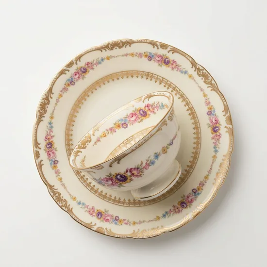 סט בודד ספל וצלחת עוגה מפורצלן