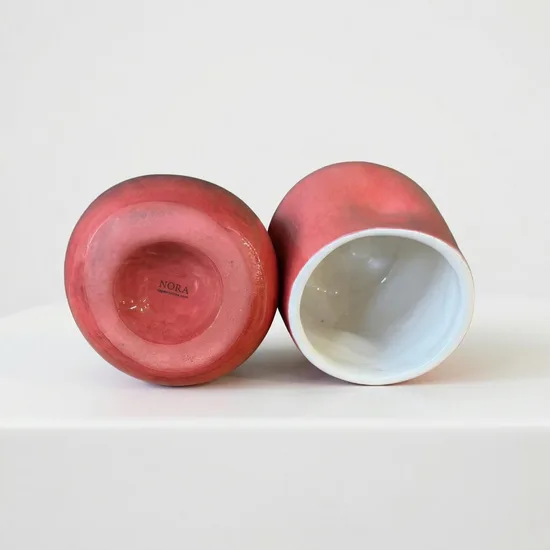 ספל מקרמיקה עבודת יד בצבע אדום להבה