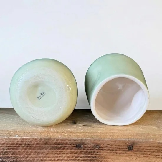 ספל מקרמיקה עבודת יד בצבע ירוק מרווה