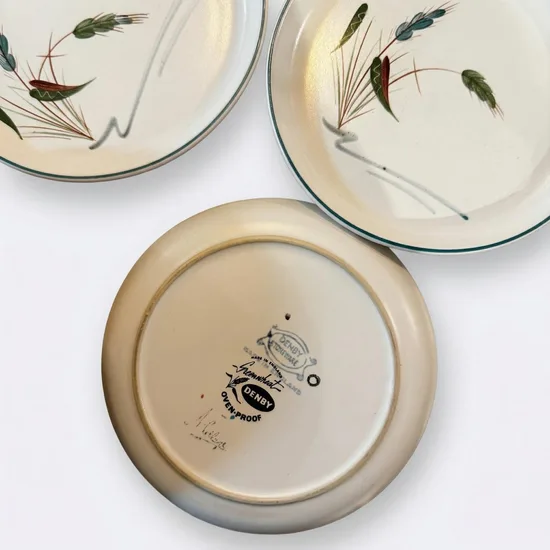 צלחת עוגה קוטר 16.5 ס"מ חרס אנגלי סרוויס פס ירוק