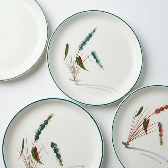 צלחת עוגה קוטר 16.5 ס"מ חרס אנגלי סרוויס פס ירוק