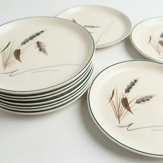 צלחת מנה ראשונה קוטר 21 ס"מ חרס אנגלי סרוויס פס ירוק