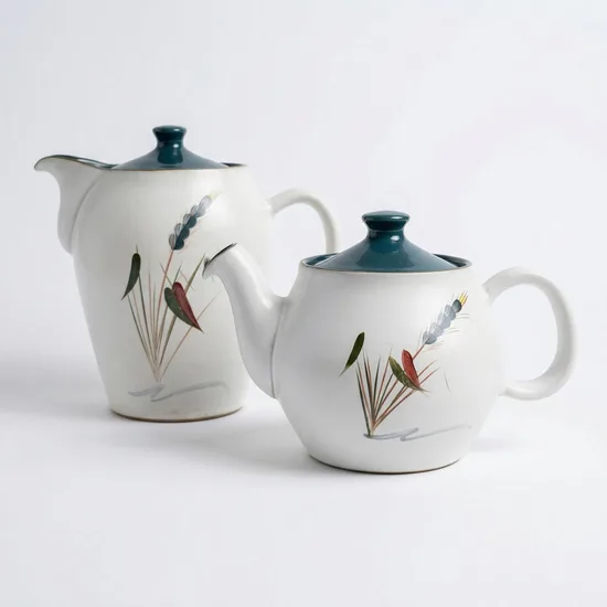 קומקום קטן חרס אנגלי סרוויס פס ירוק