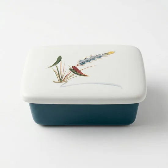 קופסה לחמאה חרס אנגלי סרוויס פס ירוק