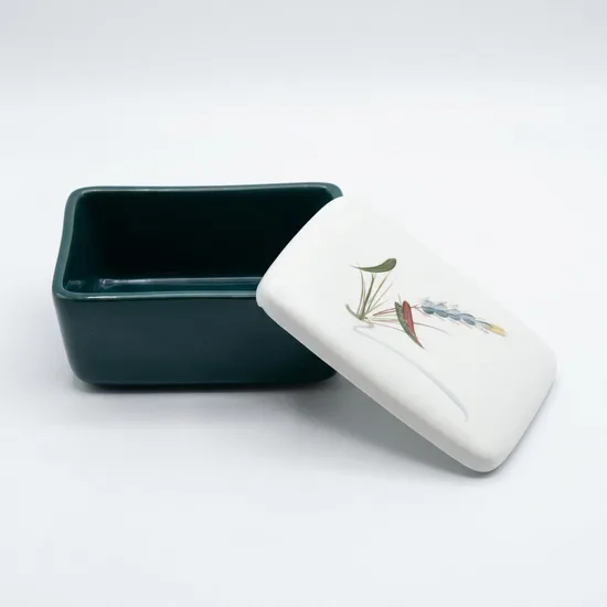 קופסה לחמאה חרס אנגלי סרוויס פס ירוק