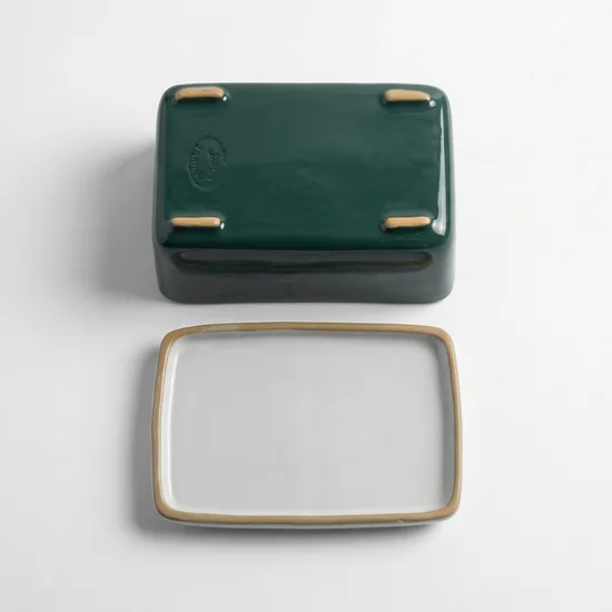 קופסה לחמאה חרס אנגלי סרוויס פס ירוק