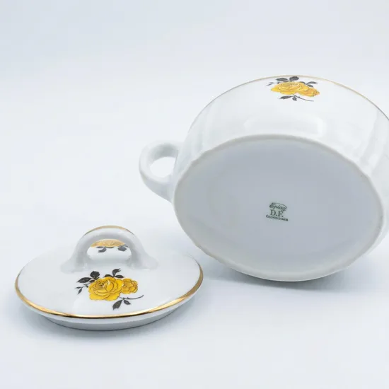 כלי לסוכר מפורצלן חלק מסרוויס שושנה צהובה