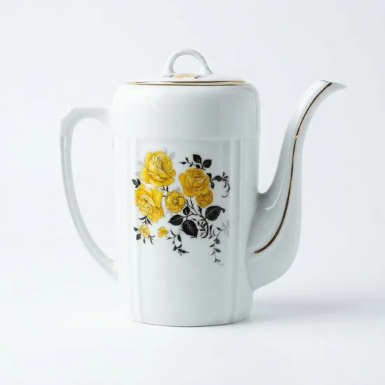 קומקום מפורצלן חלק מסרוויס שושנה צהובה