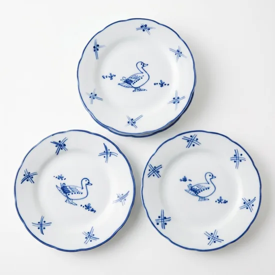 צלחת עוגה מפורצלן ציור ברווז