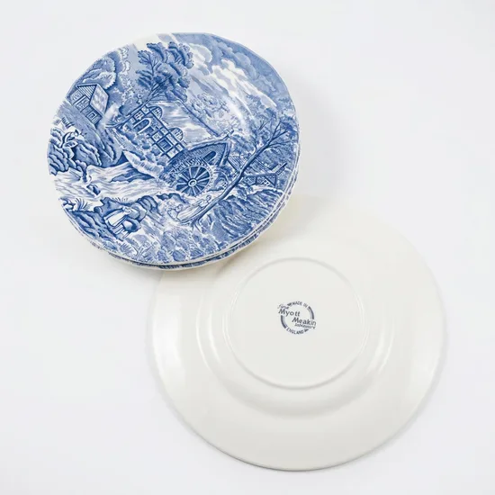 צלחת עוגה מחרס אנגלי חלק מסרוויס טחנת המים