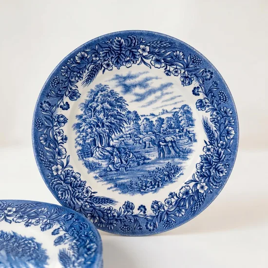 צלחת עוגה קוטר 17 ס"מ מחרס אנגלי