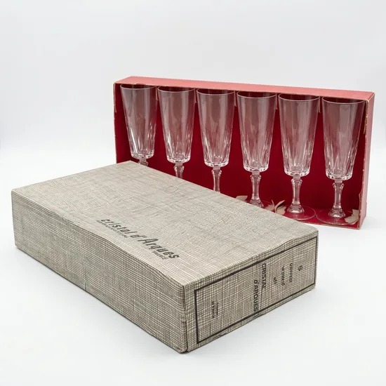 6 גביעים על רגל גבוה מקריסטל להגשת שמפניה נפח 150 מ"ל