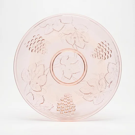 צלחת הגשה מקריסטל / זכוכית בצבע ורוד