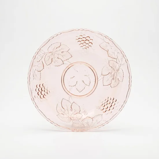 צלחת הגשה מקריסטל / זכוכית בצבע ורוד