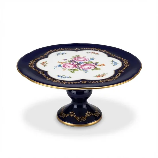 צלחת להגשה על רגל מפורצלן קוטר 22 ס"מ