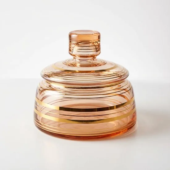 צנצנת קריסטל בצבע ורוד עתיק