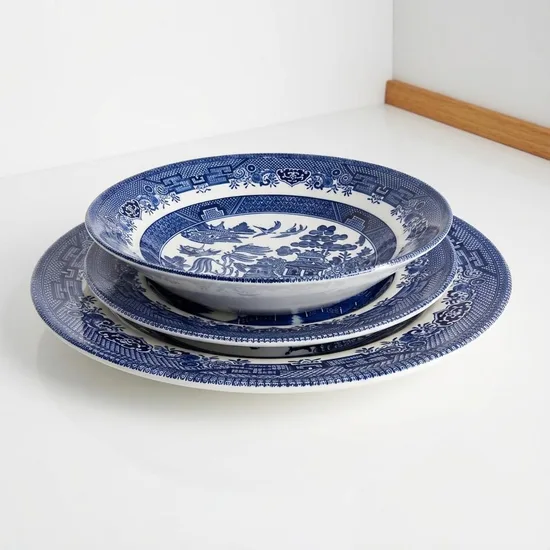 צלחת מנה עיקרית קוטר 26 ס"מ חרס בגוונים כחול