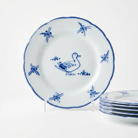 צלחת עוגה מפורצלן ציור ברווז