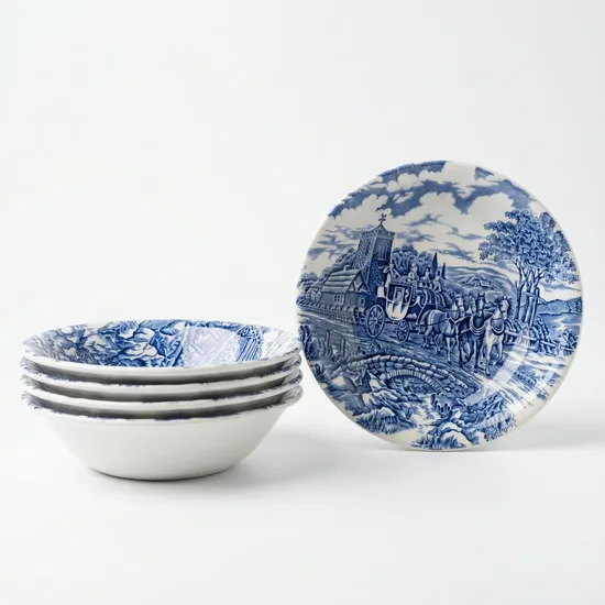 קערית מחרס אנגלי חלק מסרוויס כרכרה וסוסים