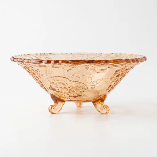 קערה  על 3 רגלים קטנות מקריסטל / זכוכית בצבע ורוד